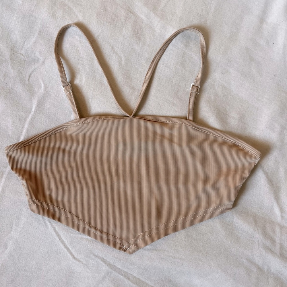 Tan V-Cut Cropped Top